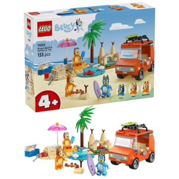 LEGO® Jucarie LEGO® Bluey - Calatoria familiei lui Blue cu masina la plaja 11202, 133 piese, 4 ani+