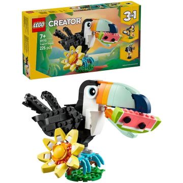 LEGO® Jucarie LEGO® Creator 3 in 1, Animale salbatice: Tucan tropical 31173, 225 piese, 7 ani+