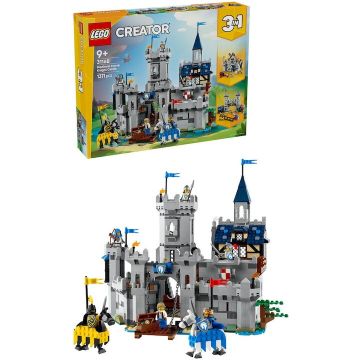 LEGO® Jucarie LEGO® Creator 3 in 1, Castel medieval cu cai si cavaleri 31168, 1371 piese, 9 ani+