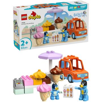 LEGO® Jucarie LEGO® DUPLO Bluey - Vizita cu Blue la furgoneta de inghetata 10458, 22 piese, 2 ani+