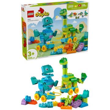 LEGO® LEGO Duplo- Dinozauri pe roti 3 in 1 10451, 108 piese, Multicolor