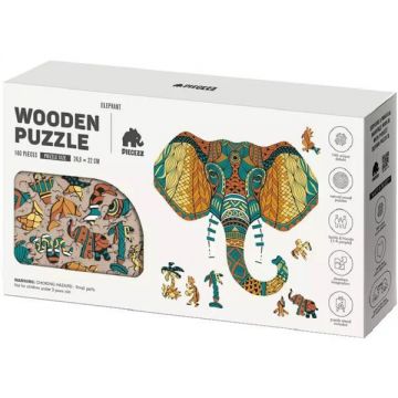 Puzzle 140 din lemn: Elefant