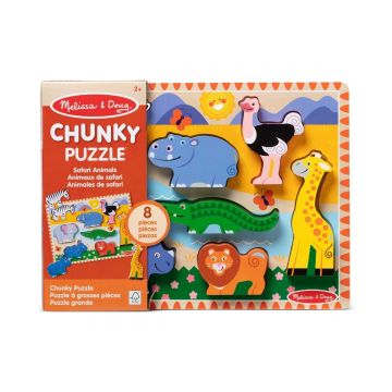 Puzzle din lemn, Melissa & Doug, Animale din Safari, 8 piese