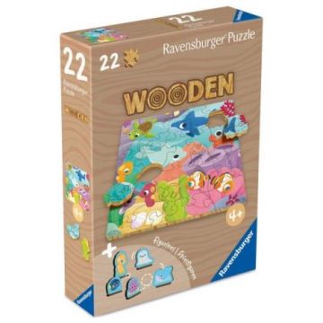 Ravensburger - Puzzle din lemn vietati marine 22 piese