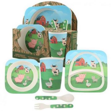 Set de masa din bambus - ferma (5 piese) Set de masa din bambus - ferma (5 piese)