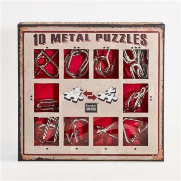 10 Metal Puzzles Set Red