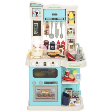 AIYAPLAY Bucătărie de Jucărie pentru Copii 3-6 Ani cu 92 de Accesorii, din PP, PE și ABS, 44.5x24x79 cm, Verde | Aosom Romania