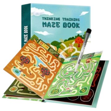 Carte cu 24 pagini reutilizabile pentru exersarea concentrarii, urmareste labirintul