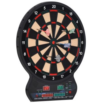 HOMCOM Țintă electronică de darts 27 jocuri principale până la 8 jucători Afișaj LED Negru | Aosom Romania