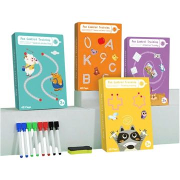 Joc Montessori ,   Carduri reutilizabile Scrie si sterge, Set 4