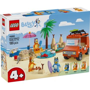 LEGO® Bluey - Calatoria familiei lui Blue cu masina la plaja (11202)