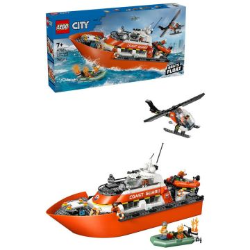 LEGO® LEGO® City - Barca de salvare si elicopter ale Pazei de Coasta 60504, 742 piese
