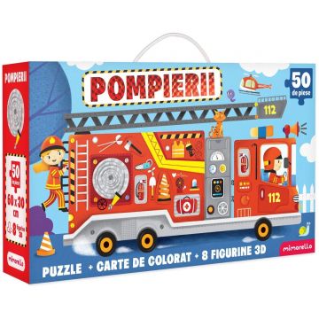 Puzzle educativ, Mimorello, Pompierii, 50 piese