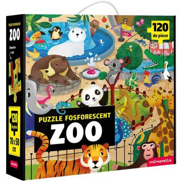 Puzzle fosforescent, Mimorello, Zoo, 120 piese