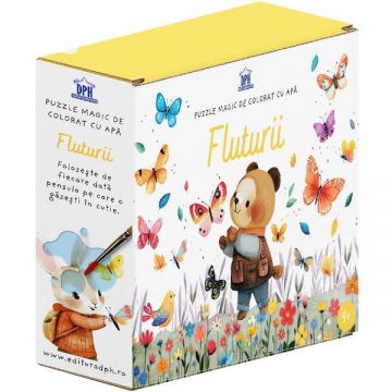 Puzzle magic de colorat cu apa: Fluturii