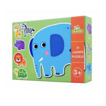 Set 6 Puzzle Animale salbatice cu 33 piese mari din carton