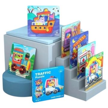 Set 6 Puzzle incastru cu cate 4 piese, Masini