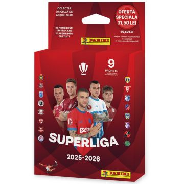 Set 9 pachete cu stickere, Panini, Ecoblister Superliga 2025-2026