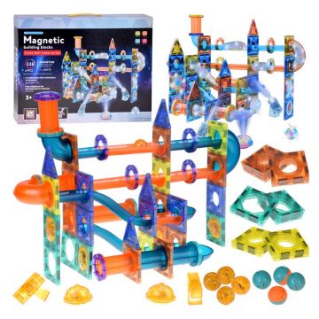 Set blocuri de constructie magnetic, Iluminate, 116 piese