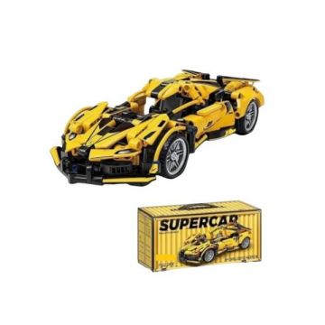 Set Construcție Mașină Sport Supercar Galbenă