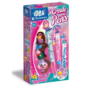 Set de creat pixuri, Clementoni, Magical Mermaids, 3 buc