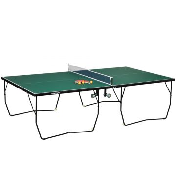 SPORTNOW Masă de Tenis de Masă Pliabilă, 9FT, cu 8 Roți, pentru Interior, Verde | Aosom Romania