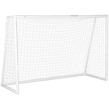 SPORTNOW Poartă de fotbal, plasă robustă, cadru din plastic, țăruși, 300L x 120B x 200H cm, Alb | Aosom Romania