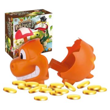 Joc interactiv Dinozaur Money Pot, cu monede si ciocan, 2-4 jucatori, 4+
