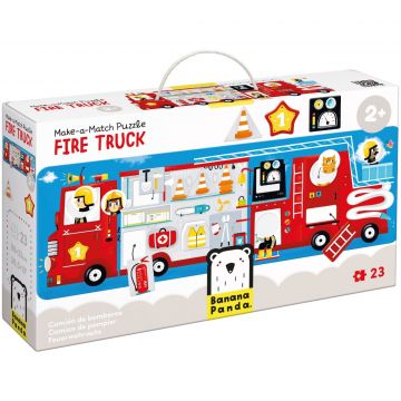 Puzzle make-a-match Banana Panda, Masinuta de pompieri, 23 piese