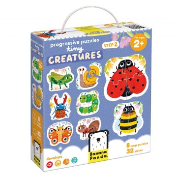 Puzzle progresiv, Banana Panda, Creaturi mici, 32 piese