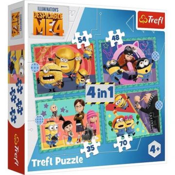 Puzzle Trefl 4 in 1 Despecable me 4, Minionii trazniti, 35/48/54/70 piese