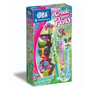 Set de creat 3 pixuri, Clementoni Idea, Wonderful Butterflies