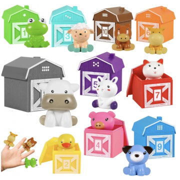 Set marionete de sortat si asociat cu animalute de la ferma, 20 piese, 3 ani+