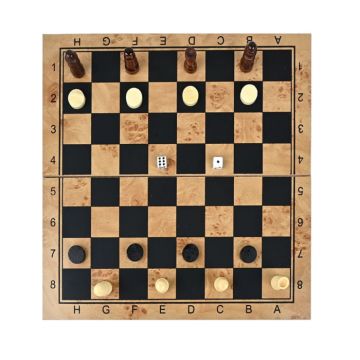 Set sah magnetic si table din lemn, pliabil, 24 cm