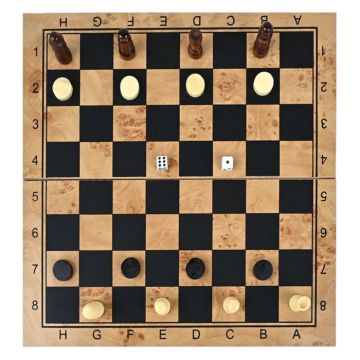 Set sah magnetic si table din lemn, pliabil, 35 cm