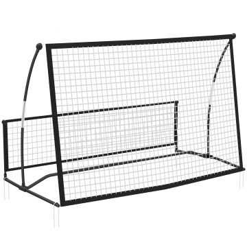 SPORTNOW Rețea de Respingere Pliabilă 2 în 1 cu Husă de Transport pentru Antrenament de Fotbal și Baseball 200x94x122 cm Negru | Aosom Romania