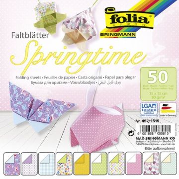 Bloc cu hartii colorate pentru origami Folia - Primavara