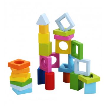 Blocuri din lemn - figuri geometrice de joc Classic World