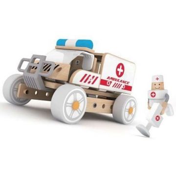 Constructor din lemn 3 in 1 pentru copii Classic World - Ambulanta