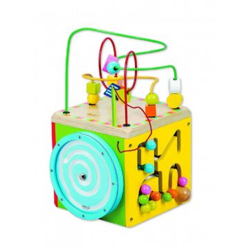 Cub didactic din lemn colorat Clasic World