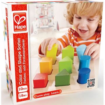Figuri geometrice de aranjat Hape, din lemn
