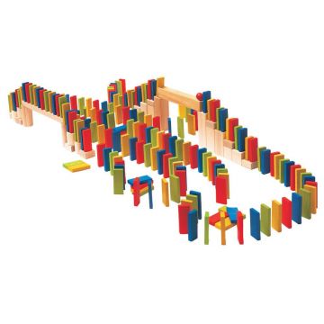 Joc de inteligenta Woody - Domino colorat, 200 piese