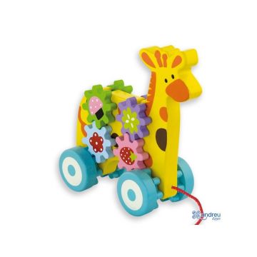 Jucarie de tras din lemn Andreu toys -Girafa