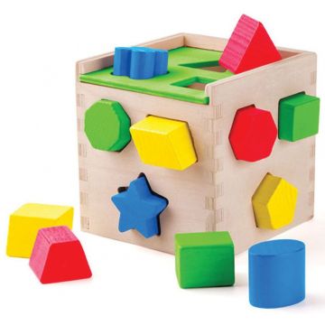 Jucaroe din lemn Woody - Sorter, figuri colorate