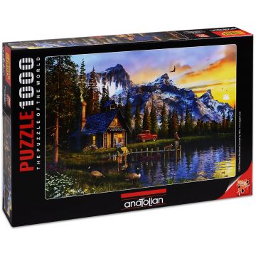 Puzzle Anatolian din 1000 de piese - Apus peste cabana de la munte, Dominic Davison