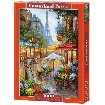 Puzzle Castorland din 1000 de piese - Flori de primavara in Paris