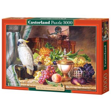 Puzzle Castorland din 3000 de piese - Tablou cu fructe si papagal