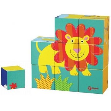 Puzzle din lemn cu cuburi Classic World - Animale