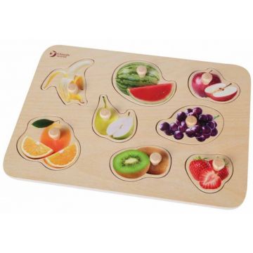 Puzzle din lemn cu manere Classic World - Fructe, 8 piese
