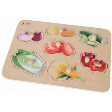 Puzzle din lemn cu manere Classic World - Legume